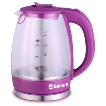 Чайник электрический SAKURA SA-2717V 1.7 л прозрачный, фиолетовый