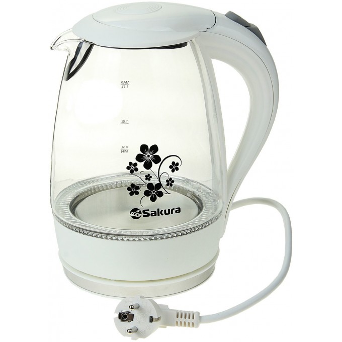 Чайник электрический SAKURA SA-2710W 1.7 л белый, прозрачный 100030223870