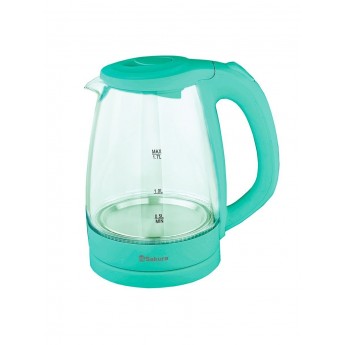 Чайник электрический SAKURA SA-2733GR 1.7 л голубой, прозрачный