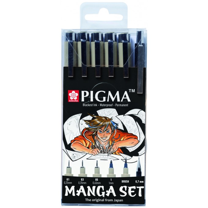 Набор капиллярных ручек "Pigma Micron Manga", 6 предметов POXSDKMAN6