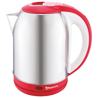 Чайник электрический SAKURA SA-2164WR красный-белый 2.5 л 2.5 л серебристый